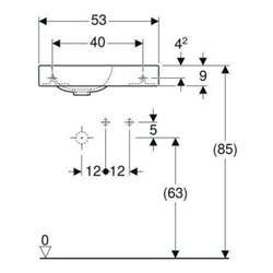 Geberit Handwaschbecken iCon 53x31cm, Abl re, m Hahnl., o. ÜL, we.