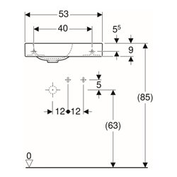 Geberit Handwaschbecken iCon 53x31cm, Abl re, m Hahnl., o. ÜL, we.