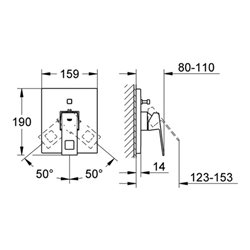 Grohe Einhand-Wannenbatterie EUROCUBE Fertigmontageset für 35501 chrom