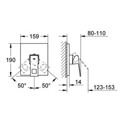 Grohe Einhand-Brausebatterie EUROCUBE Fertigmontageset für 35501 chrom