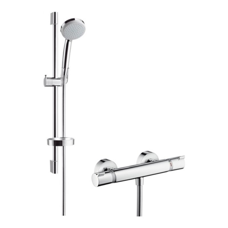 hansgrohe Brausekombi ECOSTAT COMFORT CROMA 100 Brausestange Unica´C 650 mm chrom