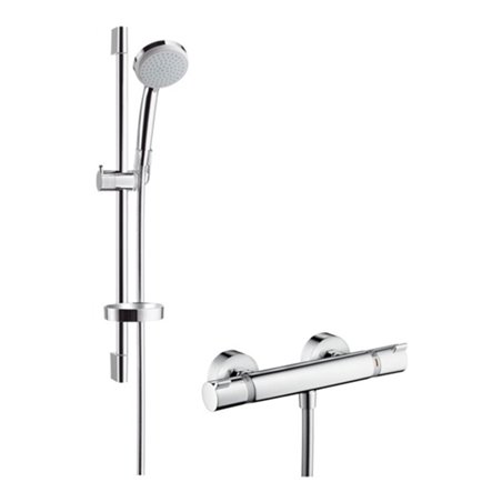 hansgrohe Brausekombi ECOSTAT COMFORT CROMA 100 Brausestange Unica´C 650 mm chrom
