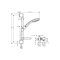 hansgrohe Brausekombi ECOSTAT COMFORT CROMA 100 Brausestange Unica´C 650 mm chrom