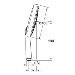 Grohe Handbrause COSMOPOLITAN 160 POWER&SOUL mit Durchflusskonstanthalter 9,5 l/min chrom