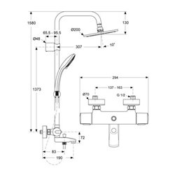 Ideal Standard Duschsystem IDEALRAIN mit Badethermostat CeraTherm 100 chrom