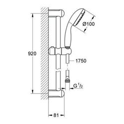 Grohe Brausestangenset I TEMPESTA 100 900 mm, mit Durchflusskonstanthalter 9,5 l/min chrom