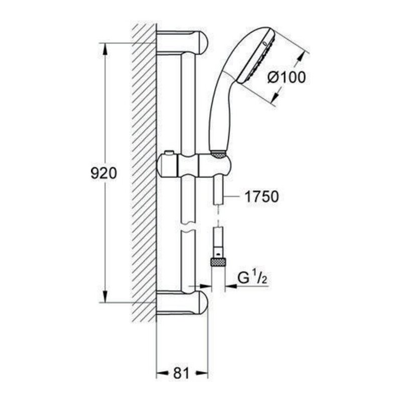 Grohe Brausestangenset I TEMPESTA 100 900 mm, mit Durchflusskonstanthalter 9,5 l/min chrom