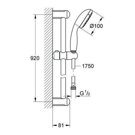 Grohe Brausestangenset I TEMPESTA 100 900 mm, mit Durchflusskonstanthalter 9,5 l/min chrom
