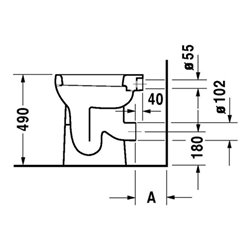 Duravit Stand-WC SUDAN DURAPLUS flach 360 x 465 mm, Abgang waagrecht bahamabeige