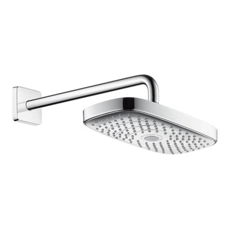 hansgrohe Kopfbrause SELECT E 300 2jet RAINDANCE DN 15, mit Brausearm 390 mm weiß/chrom