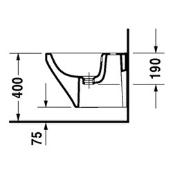 Duravit Wand-Bidet COMPACT DURASTYLE mit Überlauf, Hahnlochbank, 370 x 480 mm, 1 Hahnloch weiß
