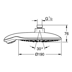 Grohe Kopfbrause 190 POWER&SOUL Ø 190 mm mit Durchflusskonstanthalter 9,5 l/min chrom