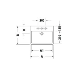 Duravit Möbelwaschtisch Vero 60x47cm, we, m HL, m ÜL, m Hahnlochbank
