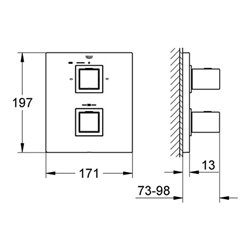 Grohe Thermostat GROHTHERM CUBE für Wanne oder Dusche mit mehr als einer Brause chrom