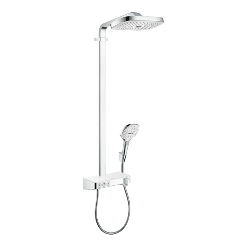 hansgrohe Showerpipe Raindance Select E mit Thermostat, 3jet, weiß/chrom