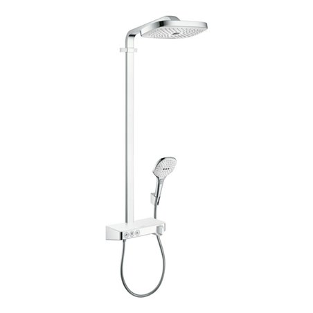 hansgrohe Showerpipe Raindance Select E mit Thermostat, 3jet, weiß/chrom