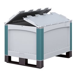 Bito Schwerlastbehälter Klappdeckel Kufen grau