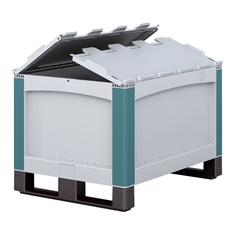 Bito Schwerlastbehälter Klappdeckel Kufen grau