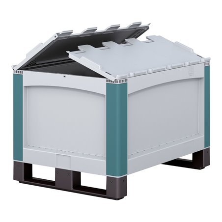 Bito Schwerlastbehälter Klappdeckel Kufen grau