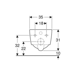 Geberit Wand-WC, Tiefspüler iCon Square 35x54cm, geschl. Form, rimfree, weiß