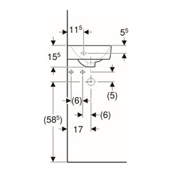 Geberit Eck-Handwaschbecken Renova Compact 45x39,5cm, m Hahnl., mit Überlauf, weiß