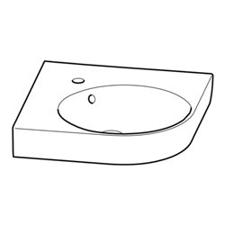 Geberit Eck-Handwaschbecken Renova Compact 45x39,5cm, m Hahnl., mit Überlauf, weiß