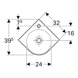 Geberit Eck-Handwaschbecken Renova Compact 45x39,5cm, m Hahnl., mit Überlauf, weiß