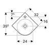 Geberit Eck-Handwaschbecken Renova Compact 45x39,5cm, m Hahnl., mit Überlauf, weiß