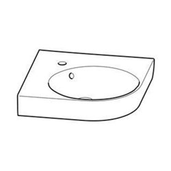 Geberit Eck-Handwaschbecken Renova Compact 45x39,5cm, m Hahnl., mit Überlauf, weiß