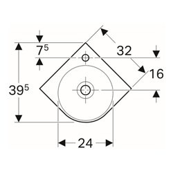 Geberit Eck-Handwaschbecken Renova Compact 45x39,5cm, m Hahnl., mit Überlauf, weiß