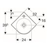 Geberit Eck-Handwaschbecken Renova Compact 45x39,5cm, m Hahnl., mit Überlauf, weiß