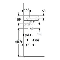 Geberit Eck-Handwaschbecken Renova Compact 45x39,5cm, m Hahnl., mit Überlauf, weiß