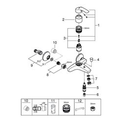Grohe Einhand-Wannenbatterie EUROSMART DN 15, Wandmontage chrom