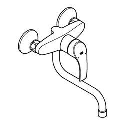 Grohe Einhand-Spültischbatterie EUROSMART DN 15, Wandmontage, Ausladung 217 mm chrom