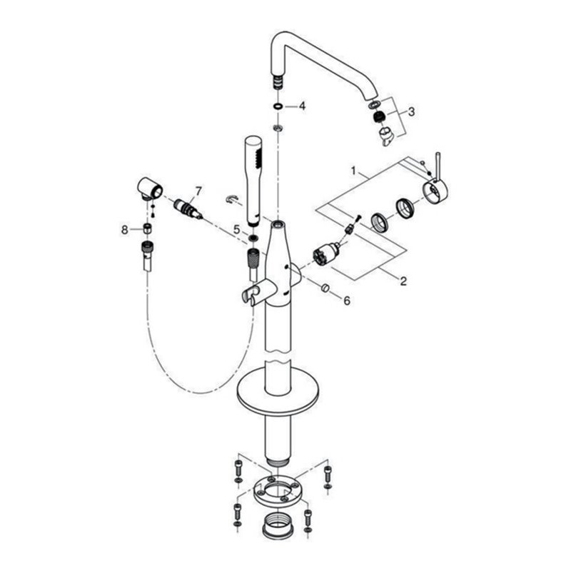 Grohe Einhand-Wannenbatterie ESSENCE DN 15, Bodenmontage, Fertigmontageset für 45984 chrom