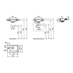 Ideal Standard Handwaschbecken TONIC II 460 x 310 mm, Ablage links weiß