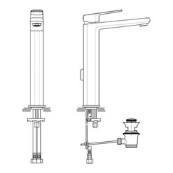 Ideal Standard Einhebel-Waschtischarmatur TONIC II mit verlängertem Sockel mit Ablaufgarnitur chrom