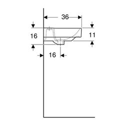 Geberit Handwaschbecken SMYLE 450 x 360 mm, mit Hahnloch, mit Überlauf weiß