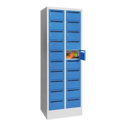 Pavoy Schließfachschrank, 2 x 10 Fächer, Korpus Lichtgrau/ Front Lichtblau