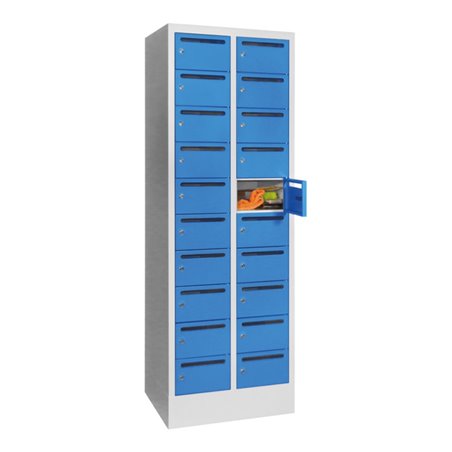 Pavoy Schließfachschrank, 2 x 10 Fächer, Korpus Lichtgrau/ Front Lichtblau