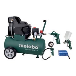 Metabo Kompressor Basic 250-24 W OF Set mit Druckluft-Werkzeugset LPZ 4 Set