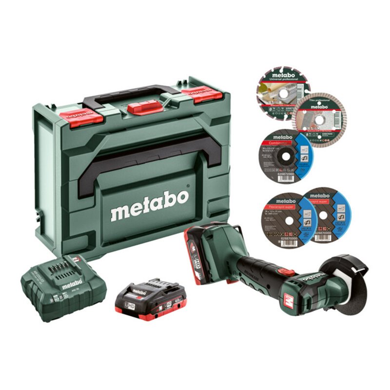Metabo Akku-Winkelschleifer PowerMaxx CC 12 BL metaBOX 145 12V 2x4Ah LiHD + ASC 55