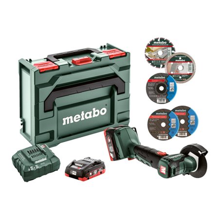 Metabo Akku-Winkelschleifer PowerMaxx CC 12 BL metaBOX 145 12V 2x4Ah LiHD + ASC 55