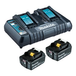 Makita Power Source Kit Li 18V 2x 4Ah Akkus + Doppelladegerät