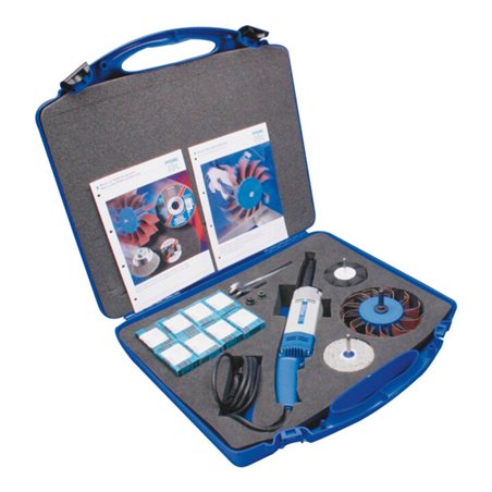 PFERD 104-tlg. Geradschleifer UGER 15/30 SI 230 V im Set mit POLIFLAP Ø 170x60mm und Zubehör