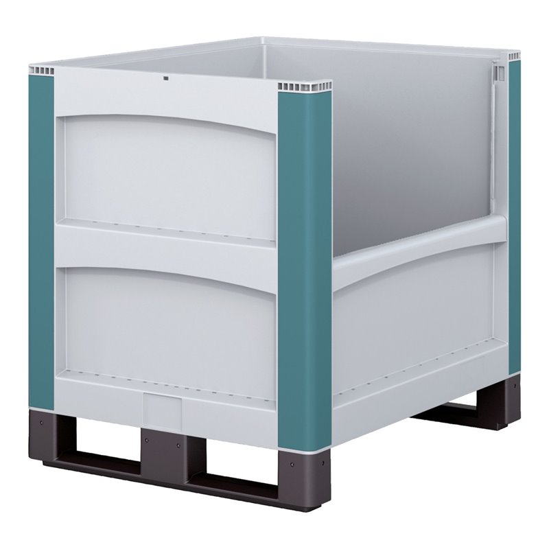 Bito Schwerlastbehälter mit längsseitiger Entnahmeöffnung Kufen grau