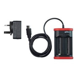 Wiha Ladegerät für Akku Typ 18500 Li-Ion mit USB und britischem Steckverbinder