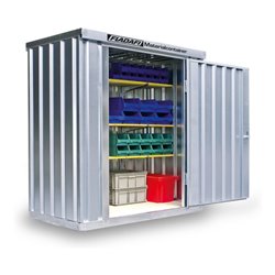 FLADAFI® Materialcontainer MC 1100 Verzinkt, montiert mit Holzfußboden