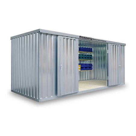 FLADAFI® Materialcontainer MC 1500 Verzinkt, montiert mit Holzfußboden