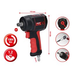 KS Tools THE miniDEVIL Hochleistungs-Druckluft-Schlagschrauber 1/2 Zoll, 1084Nm